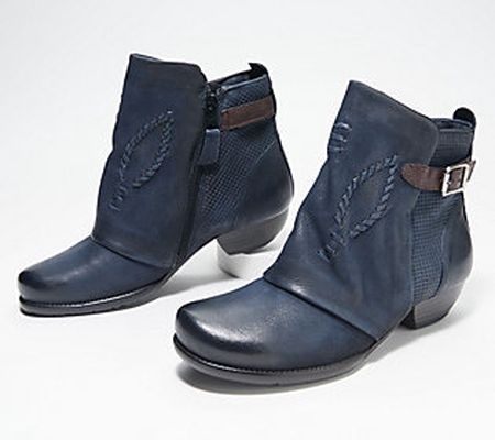 As Is Miz Mooz Leather Wide Width Wrapped Ankle Boots-Mim