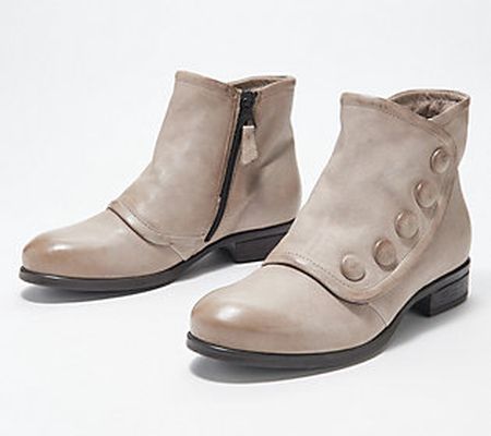 As Is Miz Mooz Leather WideWidth Button Ankle Boots - Spring