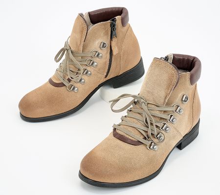 As Is Miz Mooz Wide Width Leather Lace-Up Boots - Steffy