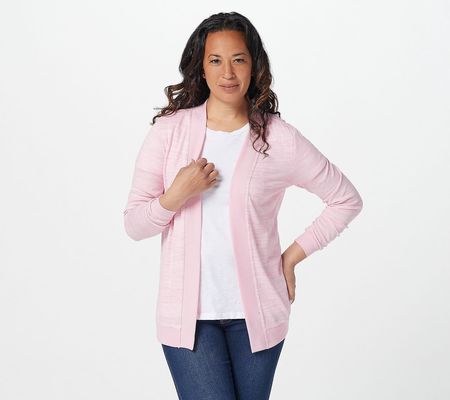 As Is MUK LUKS Butter Knit OpenFront Cardigan w/Rib Trim
