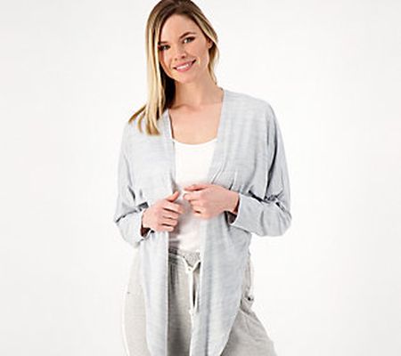 As Is MUK LUKS Cloud Knit Tie Front Lounge Shrug Coverup