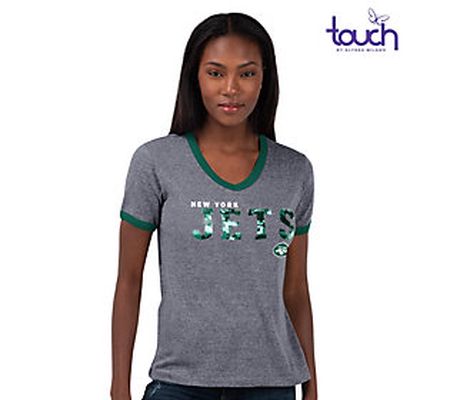As Is NFL Women's Touch Short-Sleeve V-Neck T-Shirt Sequins