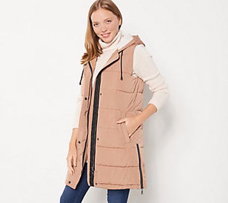 As Is Nuage Zip Front Hooded Long Puffer Vest