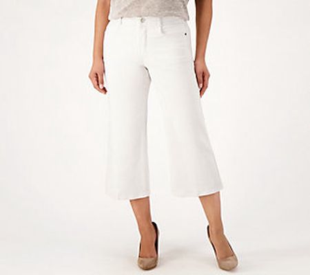 As Is NYDJ Cool Embrace Wide Leg Denim Crop Jeans-OpticWhit