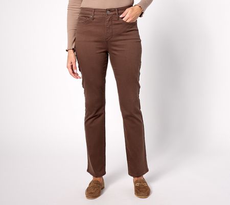 As Is NYDJ High Rise Billie Mini Bootcut Jean - Coffee Bean