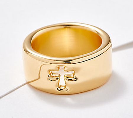 As Is Oro Nuovo 14K Gold Over Resin Motif Ring