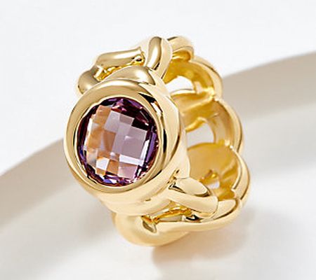 As Is Oro Nuovo Faceted Gemstone Ring, 14KGold Over Resin