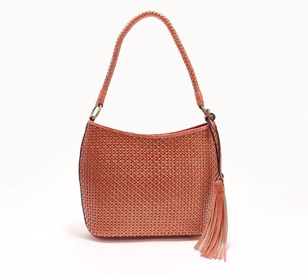 As Is Patricia Nash Woven Leather Castelli Square Hobo