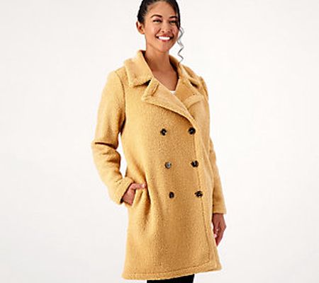 As Is Peace Love World Regular Sherpa Double Breasted Coat