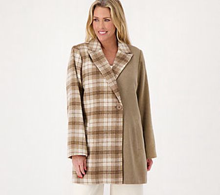 As Is Peace Love World Relaxed Two Tone Plaid Coat