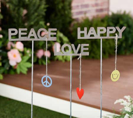As Is Peace Love World S/3 Iron Garden Stakesw/Icons