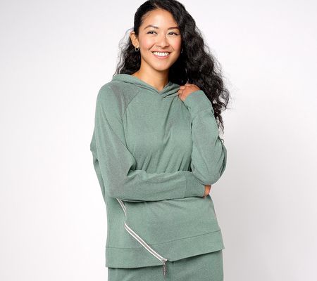 As Is Peace Love World Textured Knit HoodiePullover w/Zip
