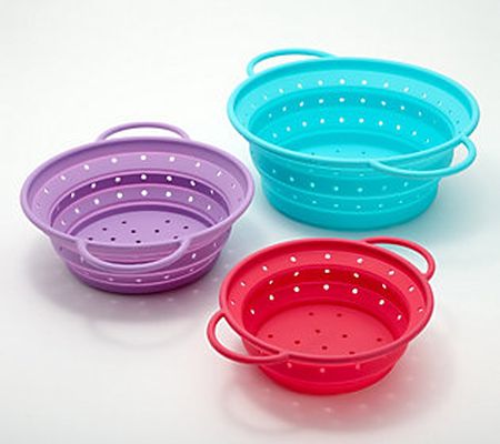 As Is Prepology 3-Piece Collapsible Silicone Strainer Set