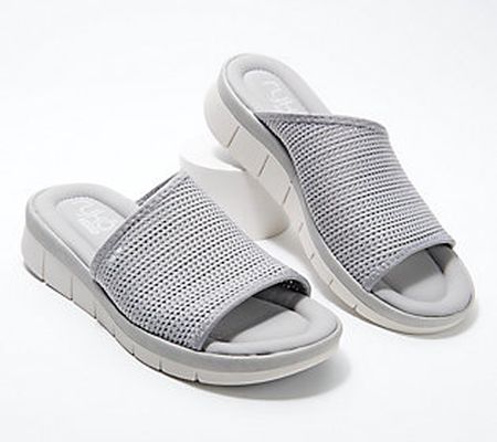 As Is Ryka Knit Slide Sandals with Plush Fit-Ellie