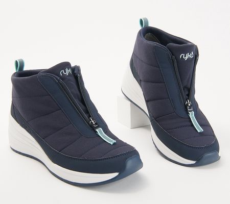 As Is Ryka Quilted Wedge Sneakers Booties-Gia Puff