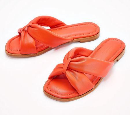 As Is Schutz Puffy Leather Slide Sandals -Fairy