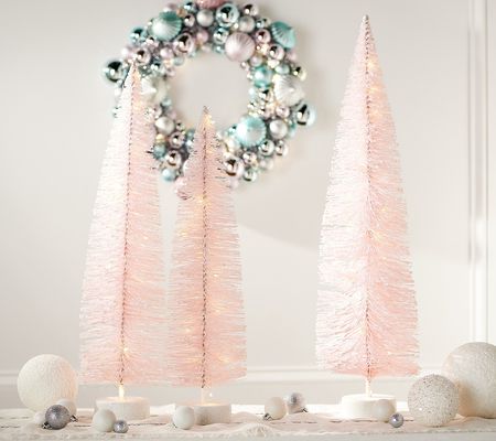 As Is Set/3 Oversized Illuminated BottlebrushTree by Valerie