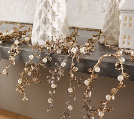 As Is Set of 2 4' Glittered Cascading PearlGarlandsbyValer