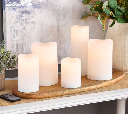 As Is Set of 5 Flameless Assorted Pillars by Bright Bazaar