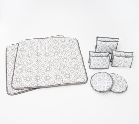 As Is Set of 8 Microfiber Sponge Set with 2 Drying Mats