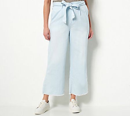 As Is Side Stitch Luxe Denim TwillButtonFront Wide Leg Crop