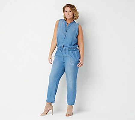 As Is Side Stitch Sleeveless Jumpsuit with Tie Waist