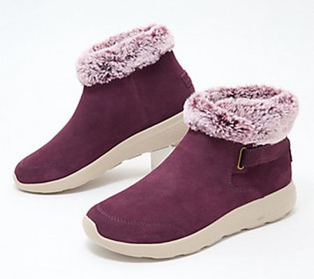 As Is Skechers On-the-GO City 2 Suede & Faux Fur Boots-Cuddl