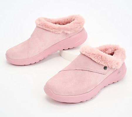 As Is Skechers On-the-GO Joy Suede and Faux Fur Clogs