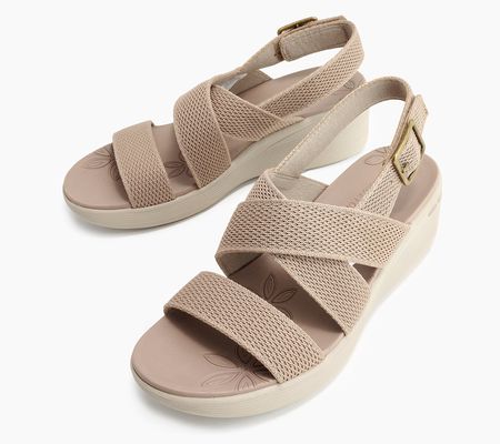 As Is Skechers Pier-Lite Vegan Washable Sling Back Wedges