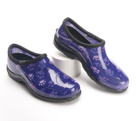 As Is Sloggers Waterproof Paw Print GardenShoe w/Comfort