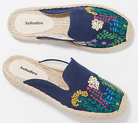 As Is Soludos Embroidered Slip-On Mules