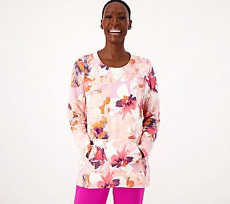As Is Sport Savvy All Day French Terry Floral Pocket Pullover