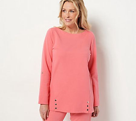 As Is Sport Savvy French Terry Boat Neck Sleeve tunic