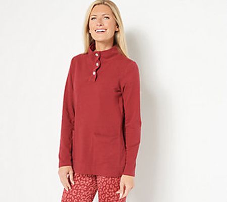 As Is Sport Savvy French Terry Long Sleeve SnapHenleyTunic