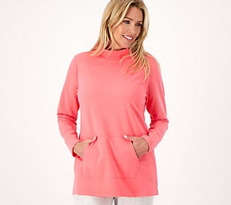 As Is Sport Savvy French Terry Mock Neck Pull Over w/Pocket