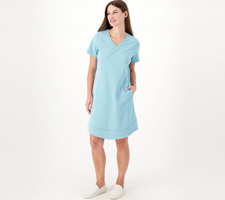As Is Sport Savvy French Terry Short Sleeve V-Neck Dress