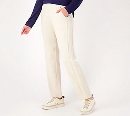 As Is Sport Savvy French Terry Straight Leg Pant w/ Detail