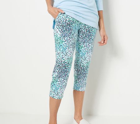 As Is Sport Savvy Petite Printed French Terry Crop Pant