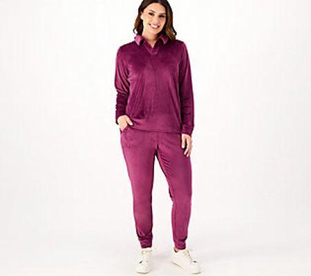 As Is Sport Savvy Regular Velour Pullover and Jogger Set