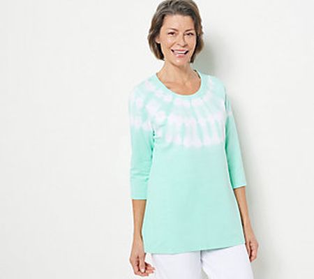 As Is Sport Savvy Tie-Dye French Terry 3/4 Sleeve Tunic