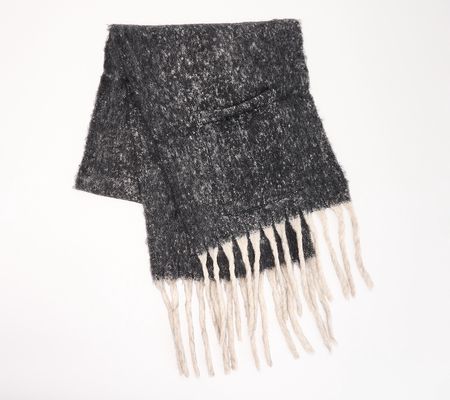 As Is Sprigs Oversized Solid Fringe Scarf W/ Pockets