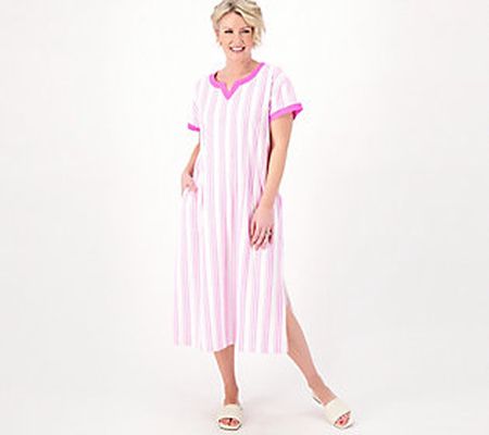 As Is Stan Herman Petite 100% Cotton V-Neck Caftan