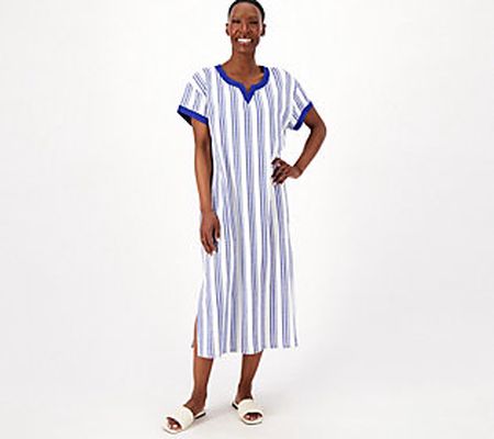 As Is Stan Herman Regular 100% Cotton V-Neck Caftan