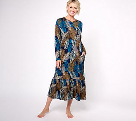 As Is Stan Herman Sueded Jersey Tiered Lounge Dress