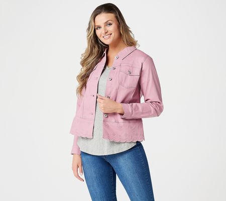 As Is Studio by Denim & Co. Twill Jean Jacket w/ScallopBottom