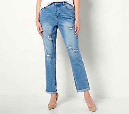 As Is Studio Park X Amy Stran PetiteBoyfriend Jeans-BlueWash