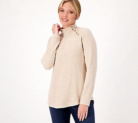 As Is Susan Graver Lifestyle Marshmallow Knit Mock Neck Top