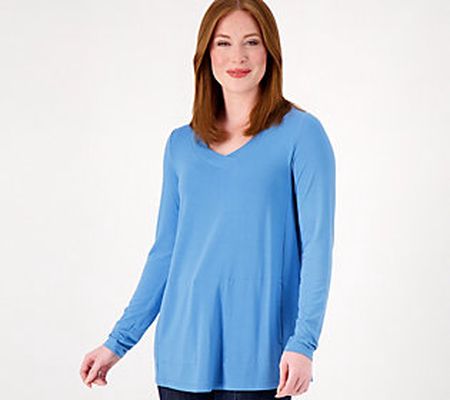 As Is Susan Graver Lifestyle Regular Spa Knit V-Neck Tunic
