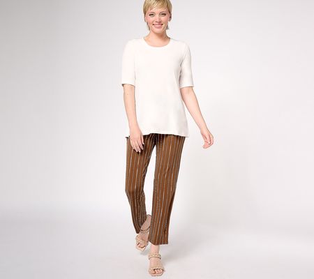 As Is Susan Graver Liquid Knit Petite A-Line Top&AnklePants