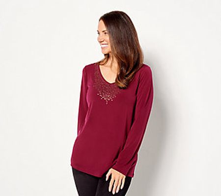 As Is Susan Graver Occasions Liquid Knit V-Neck Top